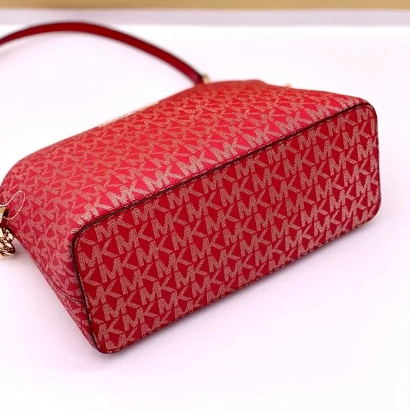 MICHAEL KORS Metallic Dome Crossbody Bright Red Multi - Picture 6 of 7
